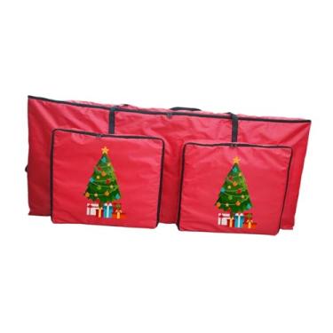 Imagem de Fenteer Sacola para armazenamento de árvore de Natal com zíper, alças reforçadas em tecido Oxford, recipiente para árvore de Natal para guirlanda, fácil, Style a