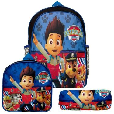 Imagem de Mochila Masculina Infantil Patrulha Canina Lancheira Estojo