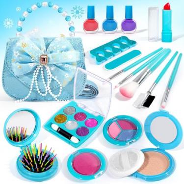 Imagem de Kit de maquiagem ULOVEME Girl Frozen Theme lavável para meninas de 3 a