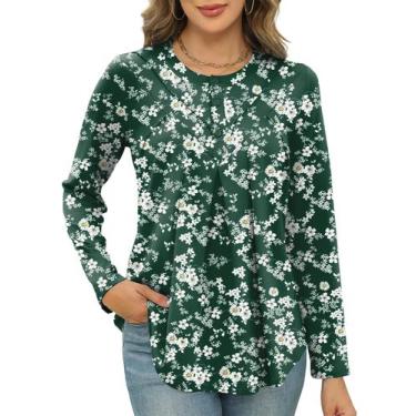 Imagem de Blusa feminina IECCP, manga comprida, manga comprida, estampa floral, 