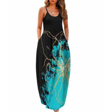 Imagem de Vestido feminino Wolddress 2025 casual sem mangas plus size Maxi