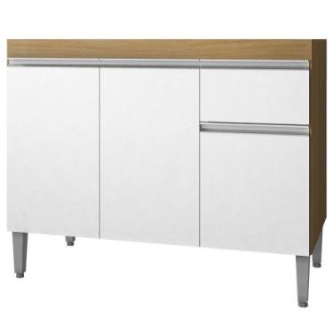 Imagem de Balcao Para Pia Sem Tampo 118 cm Tatiane REAJL Moveis, Amendoa Branco