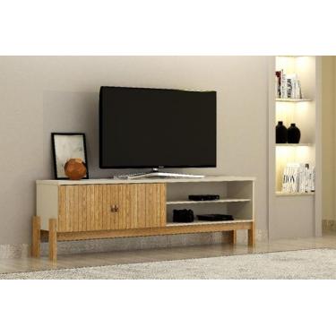 Imagem de Rack para TV até 55 Polegadas Frisado Ouro Preto Valdemóveis - VALDEMO