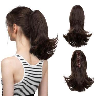 Imagem de Extensão de rabo de cavalo CJL HAIR marrom escuro sintético para mulhe