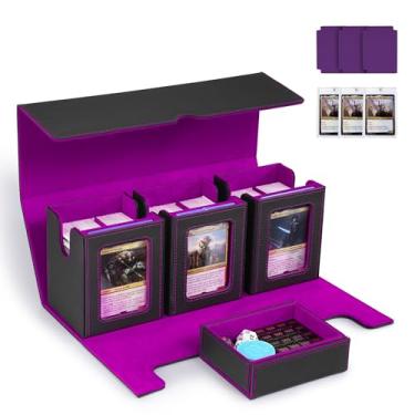 Imagem de Marsguard Trading Card Deck Box with Commander Display，4 in 1 MTG Storage Holds 300+ Double-Sleeved Cards，3 Deck Boxes & Dice Tray Included，Fits MTG, TCG, PTCG & Sports Cards