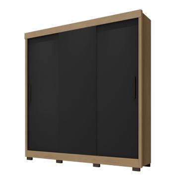 Imagem de Roupeiro 203m com 3 Portas de Correr 3 Gavetas - Nature/Grafite Móveis Leão