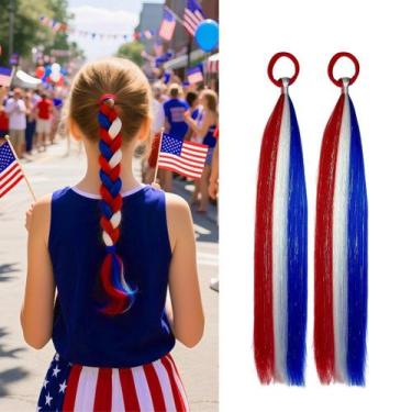 Imagem de Extensões de cabelo de rabo de cavalo Lalridio Tinsel vermelho/branco/