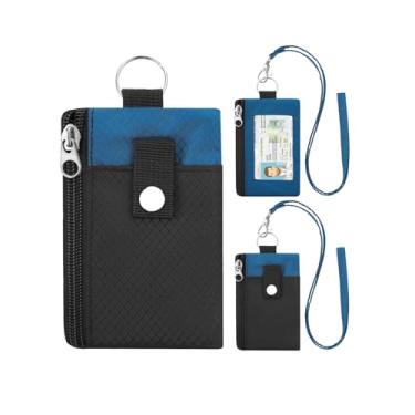 Imagem de Carteira pequena minimalista com cordões de janela de identidade, bloqueio de RFID para mulheres, porta-cartões de crédito, bolso fino com zíper, carteira de pescoço de viagem resistente à água, A3
