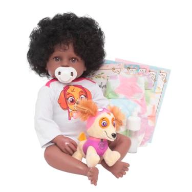 Imagem de Bebê Reborn Boneca Realista Negra Cabelo Cacheado + Itens