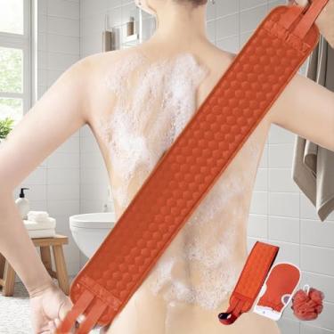 Imagem de Conjunto de banho esfoliante de 3 peças – esfregador traseiro, toalha de banho e bucha de chuveiro para limpeza profunda e pele lisa