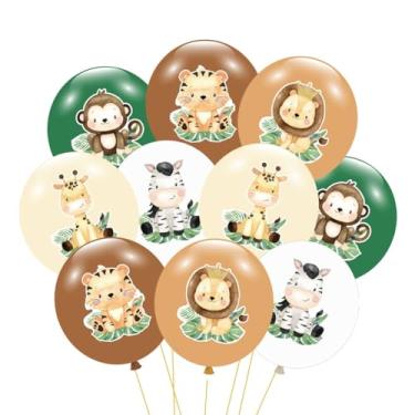 Imagem de Balões verdes e marrons, 11 peças, safári na selva, verde, marrom, dourado, creme, balão, retrô, cáqui, abacate, damasco, para meninos, girafa, floresta, animal, chá de bebê, decorações de festa de