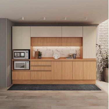 Imagem de Cozinha Modulada 6 Peças Armários, Balcões, Torre Quente, Paneleiro Aroeira Cabecasa Madeiramadeira Cinza