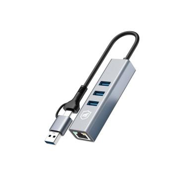 Imagem de Adaptador Multiportas USB com Conector Ethernet LAN -Gshield
