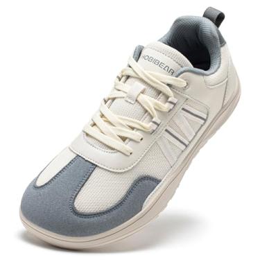 Imagem de HOBIBEAR Sapatos masculinos descalços | bico largo e zero drop| Tênis moderno minimalista, Bege cinza, 13 Wide