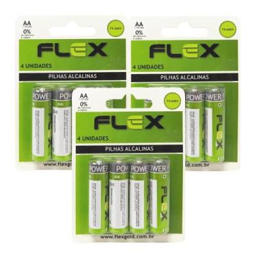 Imagem de Kit 12 Pilha Alcalina Flex AA - 3 Cart c/4 un