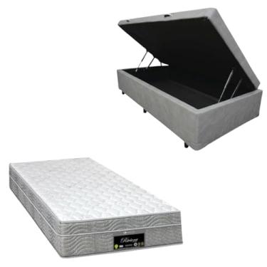 Imagem de Cama Box Baú Blindada com Colchão RivIera Molas Ensacadas 25cm de altura (CORINO CINZA, Solteiro)