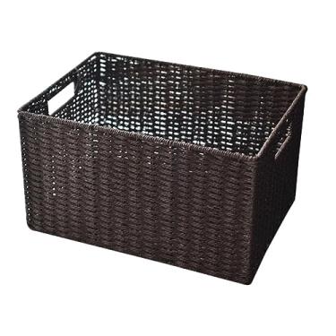 Imagem de Weaving Storage Basket Eco-friendly Organizer for Household Sundries Lightweight Toy Container with Strong Handles Random Color