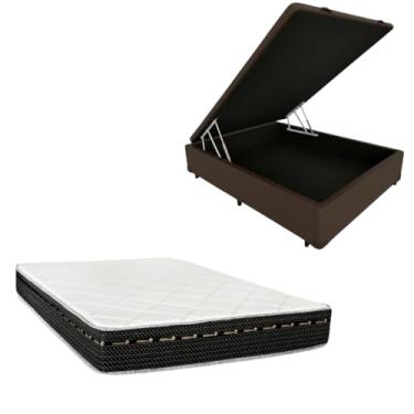 Imagem de Cama Box Baú Blindada com Colchão Eagle Molas Bonnel 22cm (CORINO MARROM, Casal)