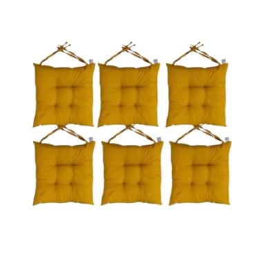 Imagem de 6 Almofadas/Assento ou encosto Para Cadeira Futon 40x40 cm(Mostarda)