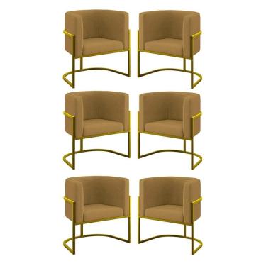 Imagem de Kit 06 Cadeiras Poltrona Lua Gold Balaqui Capuccino