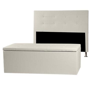 Imagem de Kit Cabeceira E Calçadeira Baú Queen 1,60m Berlim Corano Bege - Pallazio