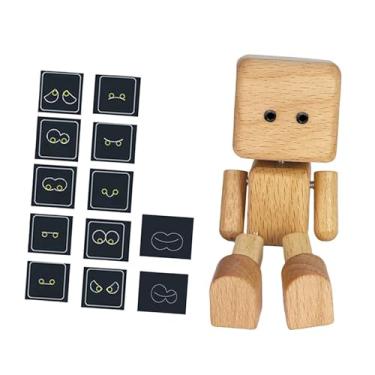 Imagem de Fenteer Enfeite de mesa para carro em forma de boneco de madeira tremendo, acessório multifuncional e compacto para painel de carro, caminhão e estante, Marrom Claro