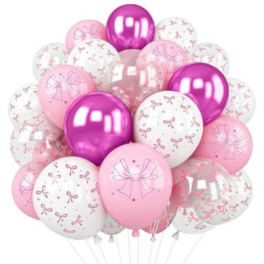 Imagem de 18 balões de laço rosa, 30,5 cm, rosa pastel, branco, transparente, metálico, látex, rosa, para meninas, mulheres, casamento, noiva, despedida de solteira, noivado, chá de bebê, decorações de festa de