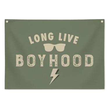 Imagem de DTLGTG Faixa de infância Long Live, decoração de parede de sala de jogos para quarto de crianças, placa de parede rústica de berçário para decoração de quarto de menino infantil, decoração de parede