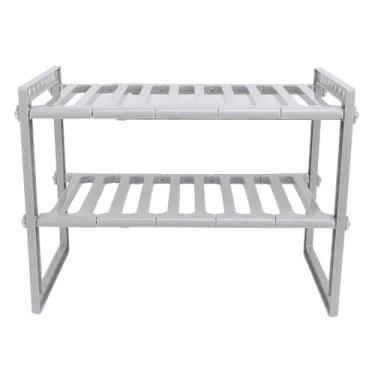 Imagem de Phefop Organizador de Armazenamento Sob o Balcão, Organizador de Pia de Aço Inoxidável Multicamadas Ajustável de 15 a 27,6 pol. para Uso Em Banheiro e Cozinha (Cinza)