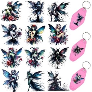 Imagem de 60 peças de papéis de transferência de chaveiro UV DTF - Decalques de vinil para chaves e etiquetas de bagagem, desenhos engraçados com revestimento resistente a arranhões, papéis de transferência