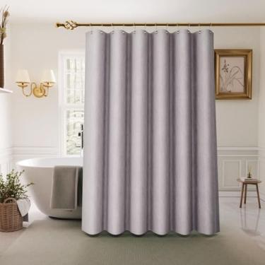 Imagem de Cortina de chuveiro Inhousolu Boho Farmhouse com conjunto de forro de tecido, textura de linho sintético, bainha ponderada de luxo com 14 ganchos de metal, cortina de banho lavável sem rugas para