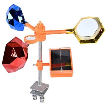 Imagem de Repelente de pássaros movido a energia solar com voz e luz inteligentes, dissuasor ativado pelo vento, base galvanizada, aço inoxidável e plástico para fazendas e pomares