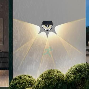 Imagem de Lâmpadas solares LED Lâmpadas de parede externas com sensor de movimento 3 modos Lâmpada de parede solar IP65 à prova d'água luz solar externa iluminação de parede para jardim pátio corredor garagem