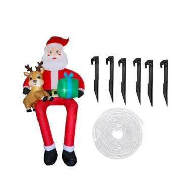 Imagem de IEUDNS Papai Noel Inflável de Natal, Decoração Natalina Fofa, Brinquedo Inflável para Enfeitar As Festas de Fim de Ano, com Uma Grande Sacola de Presentes Pa