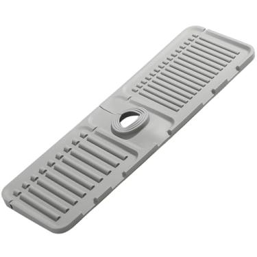 Imagem de Tapete de pia de silicone inclinado, almofada de drenagem de água de bancada com borda elevada, tapete de secagem de pratos de cozinha e protetor de respingos, acessório de pia antiderrapante