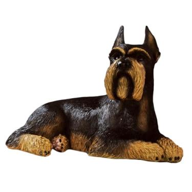 Imagem de POYUFRG Escultura Schnauzer, estátua de resina de cachorro pequeno, decoração de gramado para pátio interno e externo, modelo animal moderno, preto, 38 * 21,5 * 26 cm