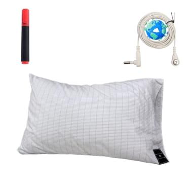 Imagem de NAGS Fronha de aterramento King Size com 5% fibra de prata 95% algodão macio fronha melhora o alívio da ansiedade do sono (branco, King 50,8 x 91,4 cm) 1 peça