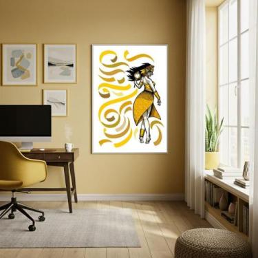 Imagem de Quadro Decorativo Oxum Fitas Amarelas - 70X50Cm - Quadros On-Line