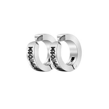 Imagem de PIYIZ Brincos de rock masculinos e femininos, argolas pequenas hipoalergênicas, brincos viking runas nórdicas de aço inoxidável, brincos de clipe, Aço inoxidável, Zircônia cúbica