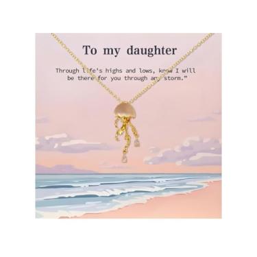 Imagem de Embtrem Presente de verão para minha neta e filha, colar de água-viva dourado para mulheres, joias de aniversário de verão para neta, filha, irmã, Cobre, Sem Pedra Preciosa