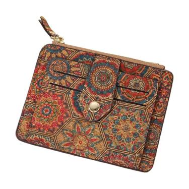 Imagem de Carteira porta-cartões feminina, carteira feminina,Porta cartão de crédito floral vintage - Carteira pequena, porta-cartões marrom fino para cartões de identificação, itens pequenos, crédito, cartões,