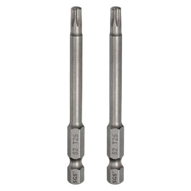 Imagem de HARFINGTON 2 peças de chave de fenda Torx T25, haste sextavada, 75 mm, ponta magnética, sem furo, à prova de adulteração, 6 pontas, estrela de 6 pontas, chaves de fenda industriais de aço S2