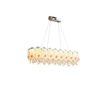 Imagem de Luminária pendente de cristal francês luxuosa em formato de rosa - Design grandioso, aconchegante e romântico para sala de estar (luminária principal), quarto e sala de jantar (Tipo B vermel