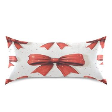 Imagem de Blueangle Fronha de cetim com laço vermelho para cabelo e pele, fronha de seda, tamanho king (50,8 x 101,6 cm) - Capas de almofada de cetim refrescantes com fecho de envelope (48)