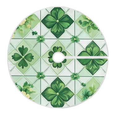 Imagem de Blueangle Saia de árvore xadrez verde de 35,4 polegadas de São Patrício para decoração do Dia de São Patrício (519)