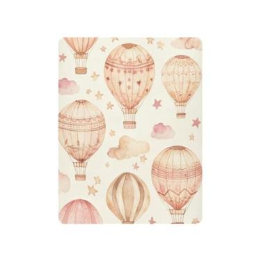 Imagem de KEEPREAL Jogo de lençol com elástico para meninos e meninas, macio, respirável, confortável, aquarela com balões de ar quente, para berço padrão e colchão infantil #617