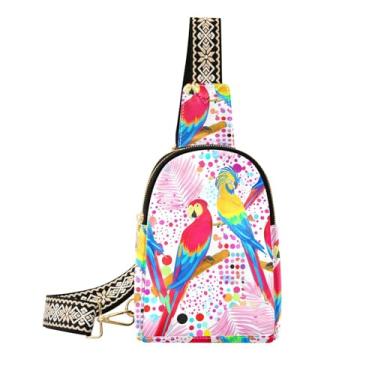 Imagem de CEBUGI Bolsa tiracolo feminina Parrot pequena de couro, pochete transversal para trilhas, viagens ao ar livre