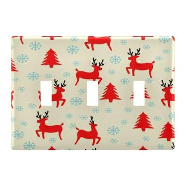 Imagem de Burbuja Capa de placa de parede para interruptor de luz de veado de árvore de inverno, placa decorativa de parede, parafusos incluídos, 3 faixas