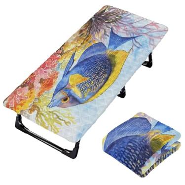 Imagem de Burbuja Angelfish Lençol de berço de recife de coral para crianças, lençol de cochilo acolchoado portátil com faixa elástica para meninas e meninos, lavável na máquina, 63,5 x 127 cm