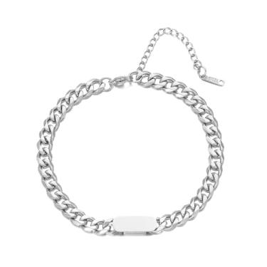 Imagem de YIFSIY Pulseira masculina de elos cubanos, corrente ajustável banhada a ouro branco 18 quilates, amarelo/preto, joia de aço inoxidável, presente, 10.2 inch, Sem Pedra Preciosa